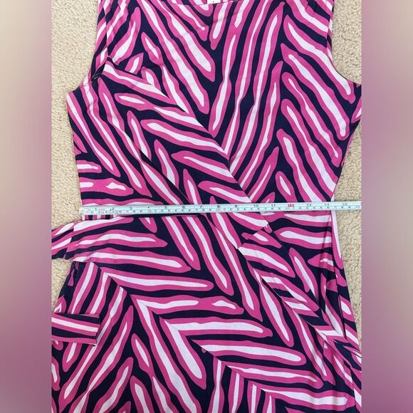 Diane Von Furstenberg Pink Black Stripe Wrap Silk Dress size 6 - Picture 15 of 16